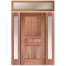 Conception Bolivian Walnut 3-panel Pre-hung Door Unit with Two Sidelights and Transom