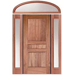 Conception Bolivian Walnut Three-panel Pre-hung Door Unit Two Sidelights