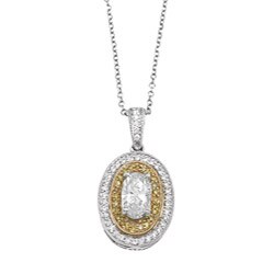 14k Two-tone Gold 1 1/5ct TDW Oval Diamond Necklace (H-I, SI2)