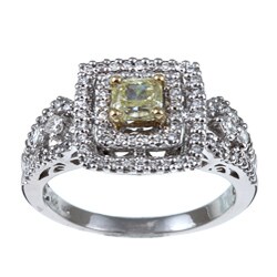 14k Two-tone Gold 7/8ct TDW Certified Yellow Diamond Ring (H-I, SI2)