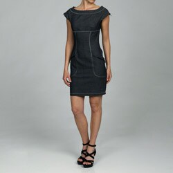 Miss Sixty Women's Black Denim Zipper Sheath Dress