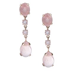 Sterling Silver Rose Gold Overlay Rose Quartz Dangle Earrings
