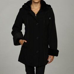 Nuage Women's Hooded Faux Fur Trim Coat