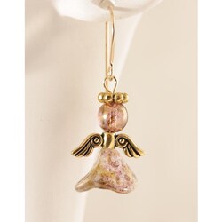 14k Gold 'Brightly Beaming' Glass Angel Earrings
