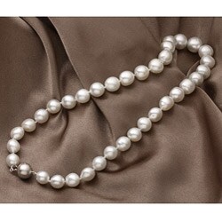 14k Gold White South Sea Pearl and Diamond Necklace (10-12.5mm)