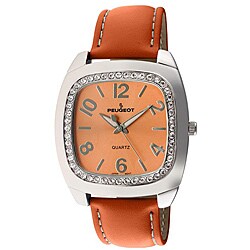 Peugeot Women's Orange Leather Strap Watch