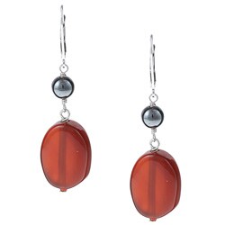 Precious Sterling Silver Hematite and Carnelian Earrings
