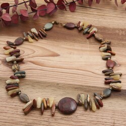 Goldplated 'Picasso Exhibit' Jasper and Agate Necklace