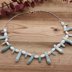 Silverplated 'Isla Tropical' Jade and Amazonite Necklace