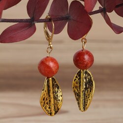 Goldplated Golden Cherry Coral Earrings