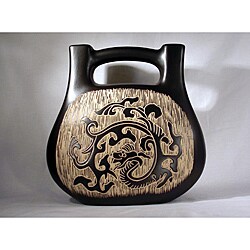 Ancient Dragon 11.5-inch Handcrafted and Painted Pottery Vase