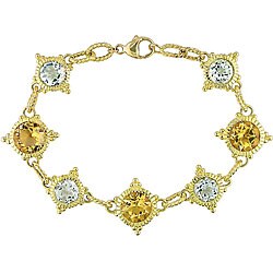18k Yellow Gold Green Amethyst and Citrine Bracelet