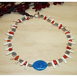 Silverplated Monsoon Season Turquoise, Jade and Agate Necklace