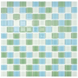 SomerTile 12x12-in View Square 1-in Fresh Glass Mosaic Tile (Case of 20)