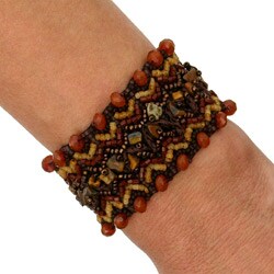 Glass and Crystal Itzela Sienna Spice Tiger's Eye Bracelet (Guatemala)