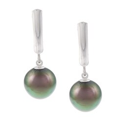 Sterling Silver Tahitian Pearl Earrings (9-10mm)