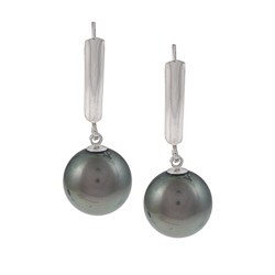 Sterling Silver Tahitian Pearl Earrings (10-11mm)
