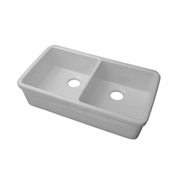 White Double-bowl Farmhouse Apron Sink