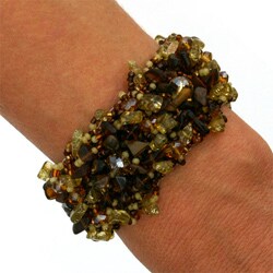 Zafrina Tortoise Trail Tiger's Eye and Crystal Bracelet (Guatemala)