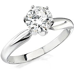 14k White Gold 1/2ct TDW Certified Diamond Solitaire Engagement Ring (H-I, SI2-SI3)