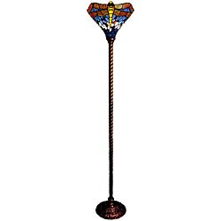 Tiffany-style Dragonfly Torchiere Bronze Finish Floor Lamp