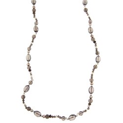 Zoe B Sterling Silver FW Pearl and Smokey Quartz Necklace (5-6 mm)
