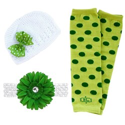 Headbandz Lime Green/ White 5-piece Baby Accessory Pack