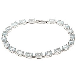 Sterling Silver Aquamarine Link Bracelet