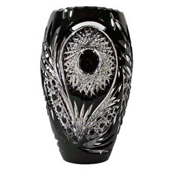 Black Tie Crystal Medium Black Flower Blossom Vase (Russia)