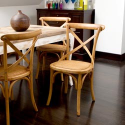 Cross-Back Light Brown Birch Dining Chair