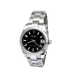 Pre-owned Rolex Women's Datejust 18K White Gold Black Dial Oyster Band Watch