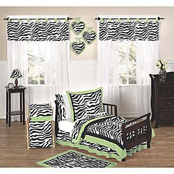 Lime Funky Zebra 5-piece Toddler Bedding Set