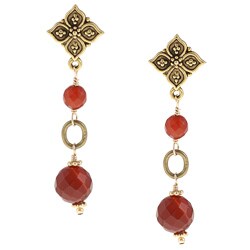Charming Life Carnelian Decorative Goldtone Post Earrings