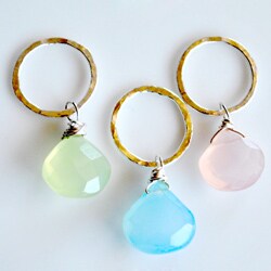 AEB Designs Silver Ring Pink, Green, Blue Chalcedony Jewelry Set