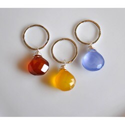 AEB Designs Silver Ring Orange, Honey, Blue Chalcedony Jewelry Set