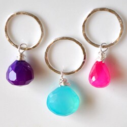 AEB Designs Silver Ring Purple, Fuschia, Aqua Chalcedony Jewelry Set