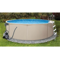 Swim Time 24-feet Round Rugged Steel Swimming Pool Package