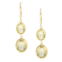 Zoe B 14k Gold over Sterling Silver Green Quartz Earrings