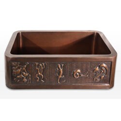 Highpoint Collection 30-inch Copper Farmhouse Forest Animal Pattern Kitchen Sink