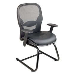 Office Star Breathable Mesh Back and Leather Seat Visitors Chair