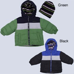 London Fog Infant Boy's Chest Color Block Bubble Jacket