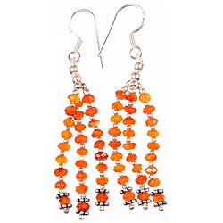 Sterling Silver Carnelian Shower Earrings (India)