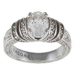 Tacori IV Sterling Silver Cubic Zirconia Etched Ring