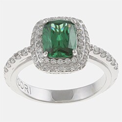 Tacori IV Sterling Silver Green and Clear Cubic Zirconia Ring