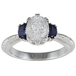 Tacori IV Silver Clear and Blue Cubic Zirconia Royal-style Ring