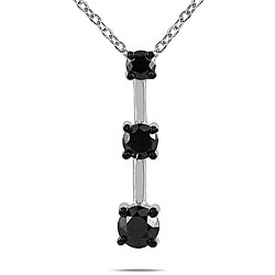 14k White Gold 1ct TDW Black Diamond Necklace black diamond necklaces for women