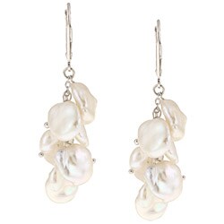 Nanni Sterling Silver White Keshi Pearl Earrings (10-12mm)