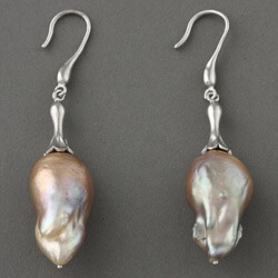 Nanni Silver Pink/ Bronze Baroque Freshwater Pearl Earrings (17-18mm)