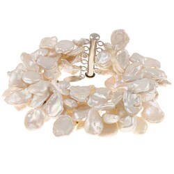 Nanni Silver White 5-strand Keshi Pearl Bracelet (10-12mm)