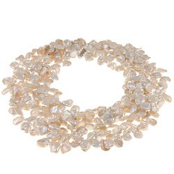 Nanni Silver White Keshi Five-strand Pearl Necklace (11-13mm)